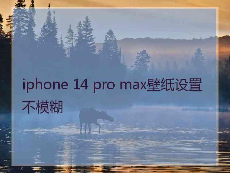 iphone 14 pro max壁纸设置不模糊