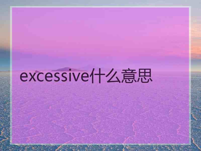 excessive什么意思