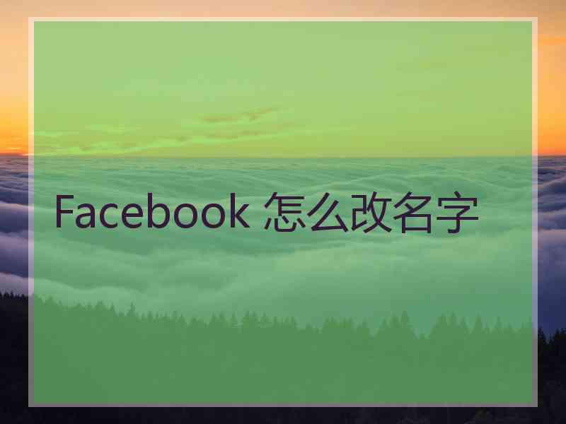 Facebook 怎么改名字