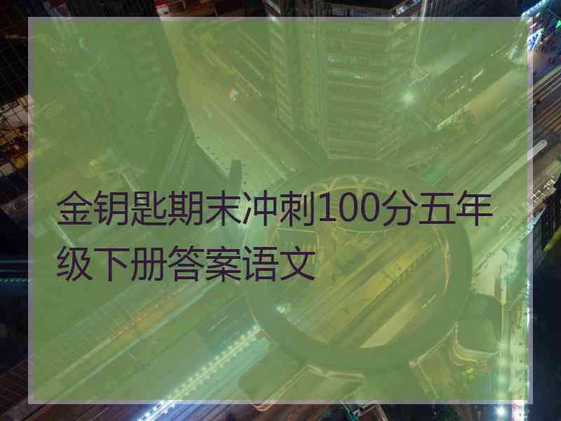 金钥匙期末冲刺100分五年级下册答案语文