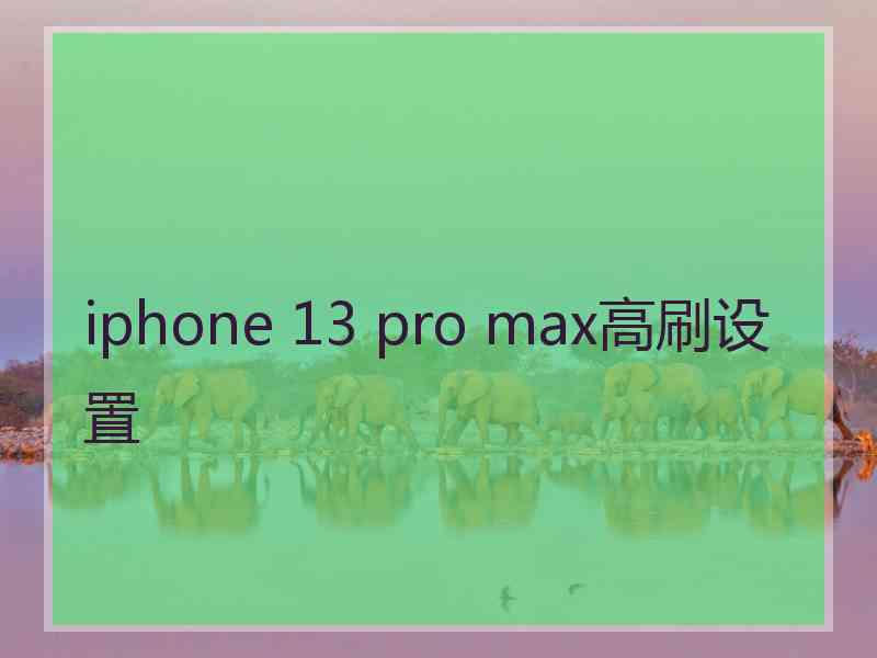 iphone 13 pro max高刷设置