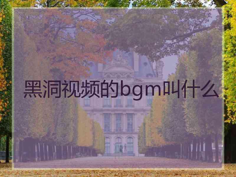 黑洞视频的bgm叫什么