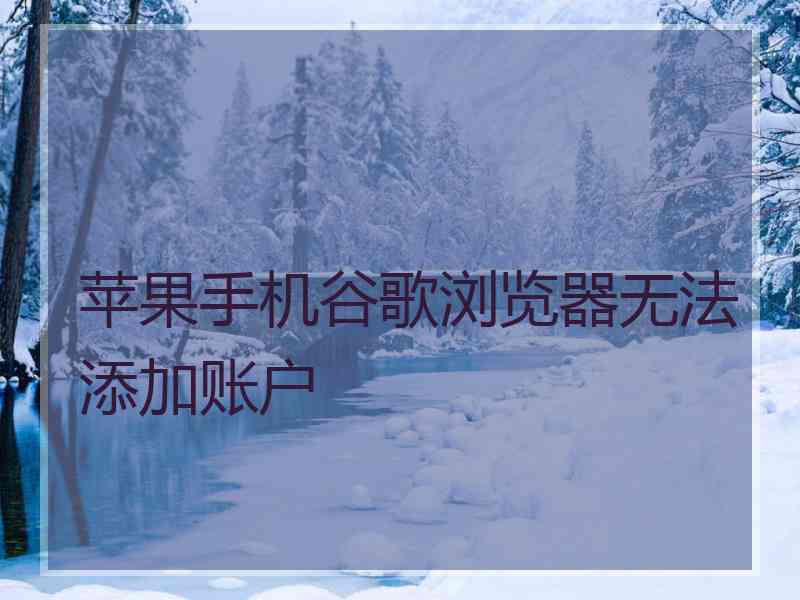 苹果手机谷歌浏览器无法添加账户