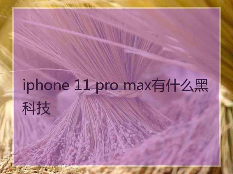 iphone 11 pro max有什么黑科技