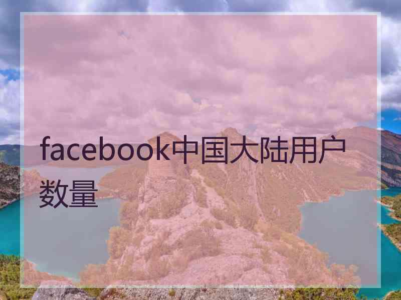 facebook中国大陆用户数量