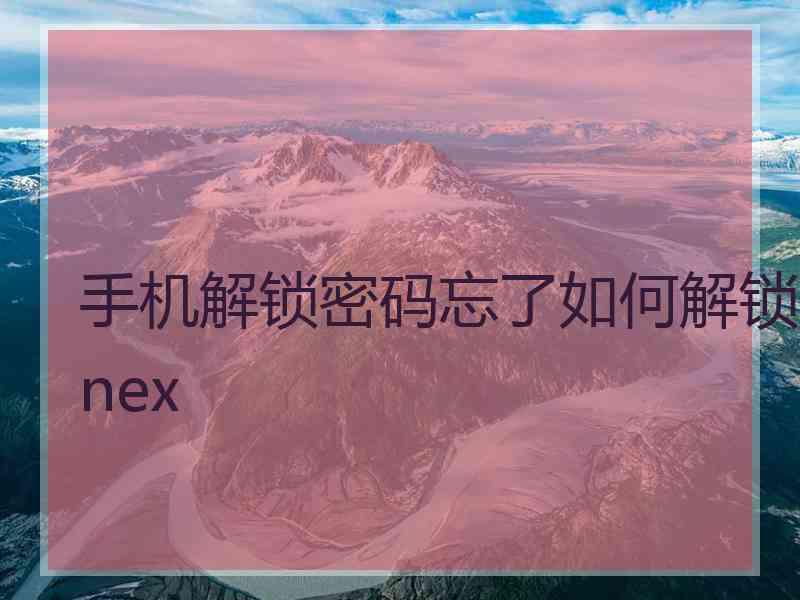 手机解锁密码忘了如何解锁nex