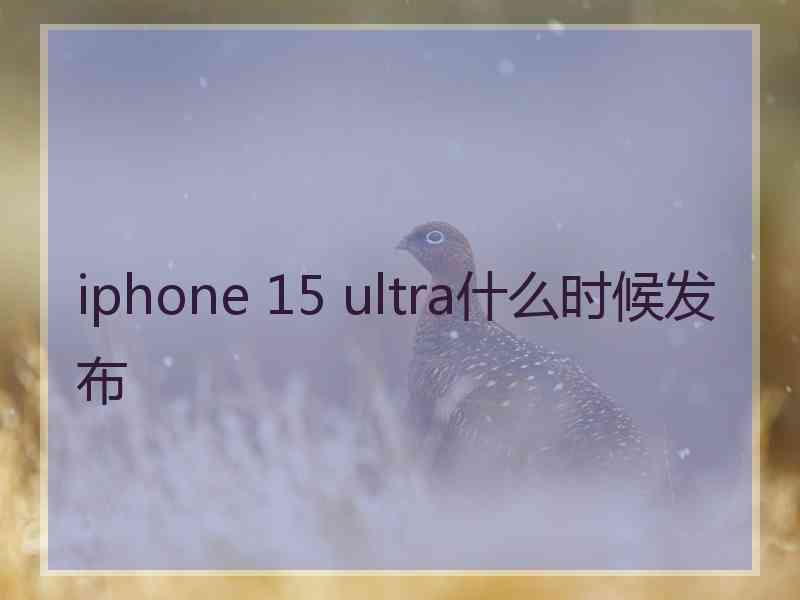 iphone 15 ultra什么时候发布