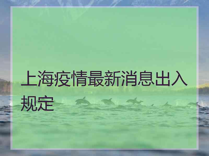 上海疫情最新消息出入规定