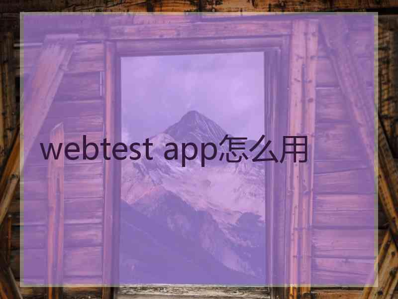 webtest app怎么用