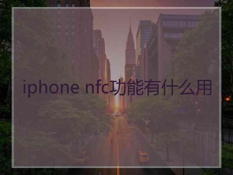 iphone nfc功能有什么用