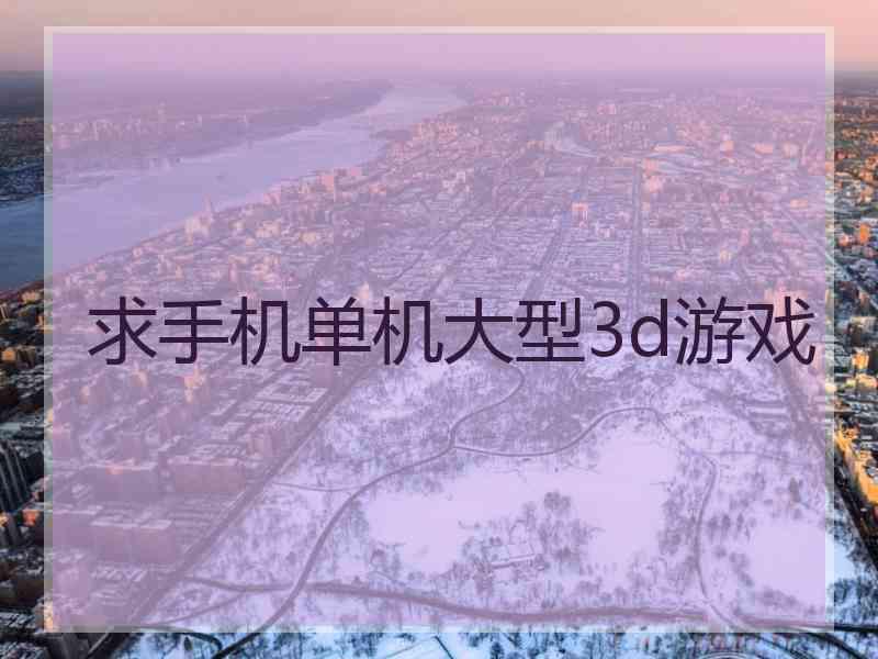 求手机单机大型3d游戏