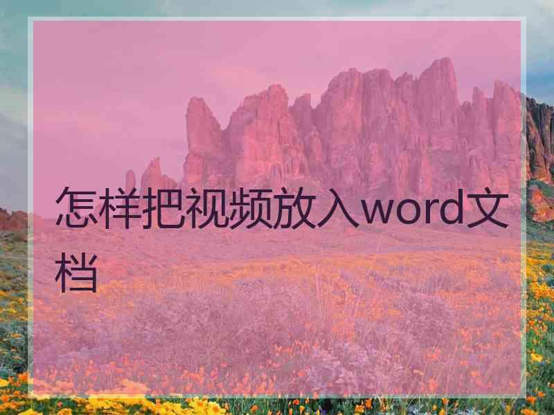 怎样把视频放入word文档