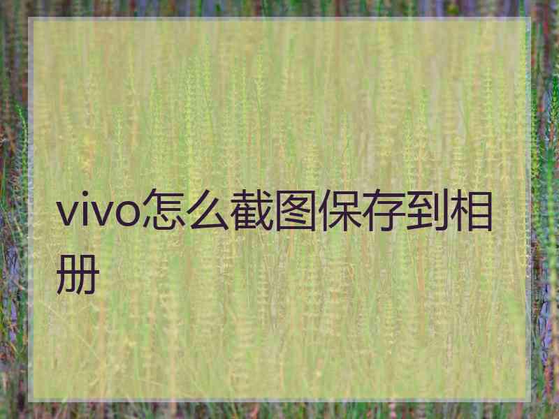 vivo怎么截图保存到相册