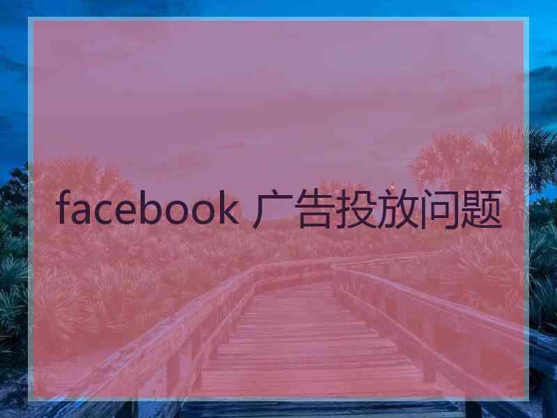 facebook 广告投放问题