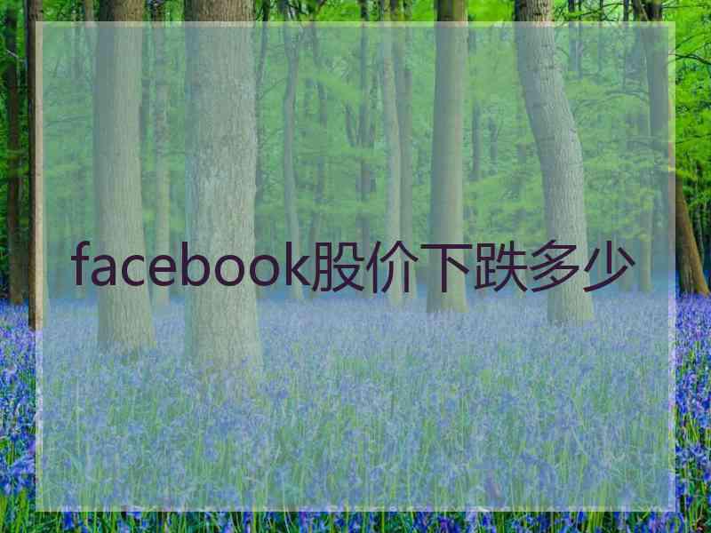 facebook股价下跌多少