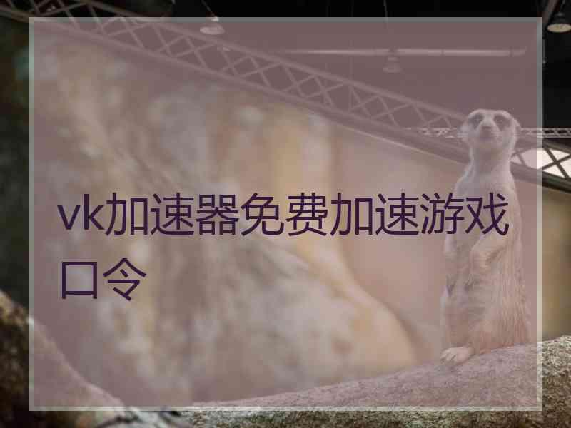 vk加速器免费加速游戏口令