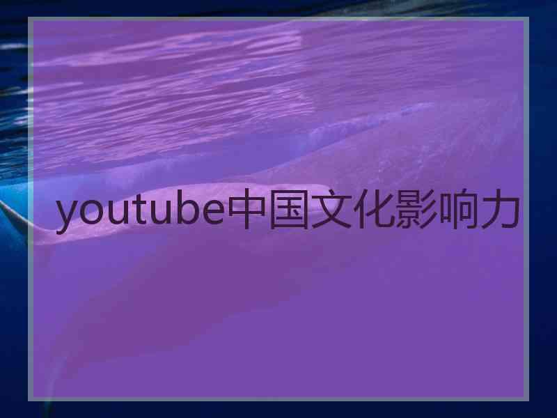 youtube中国文化影响力