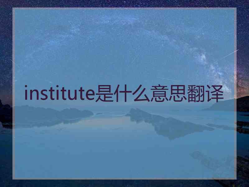 institute是什么意思翻译