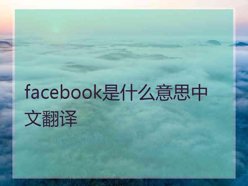 facebook是什么意思中文翻译