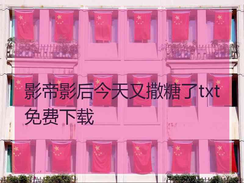 影帝影后今天又撒糖了txt免费下载