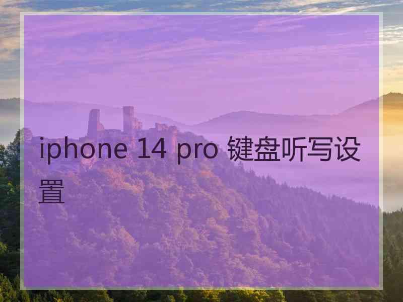 iphone 14 pro 键盘听写设置