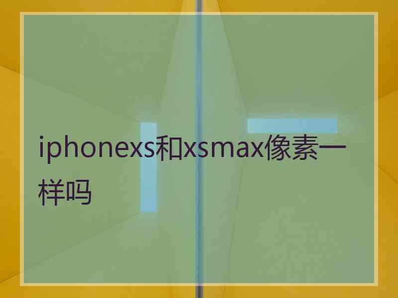 iphonexs和xsmax像素一样吗