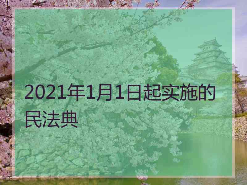 2021年1月1日起实施的民法典