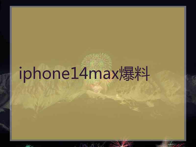 iphone14max爆料