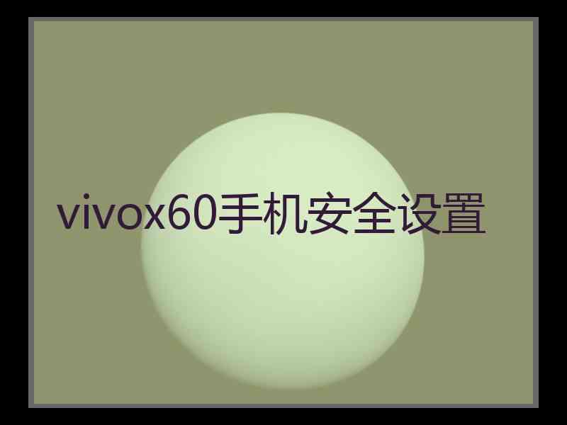 vivox60手机安全设置