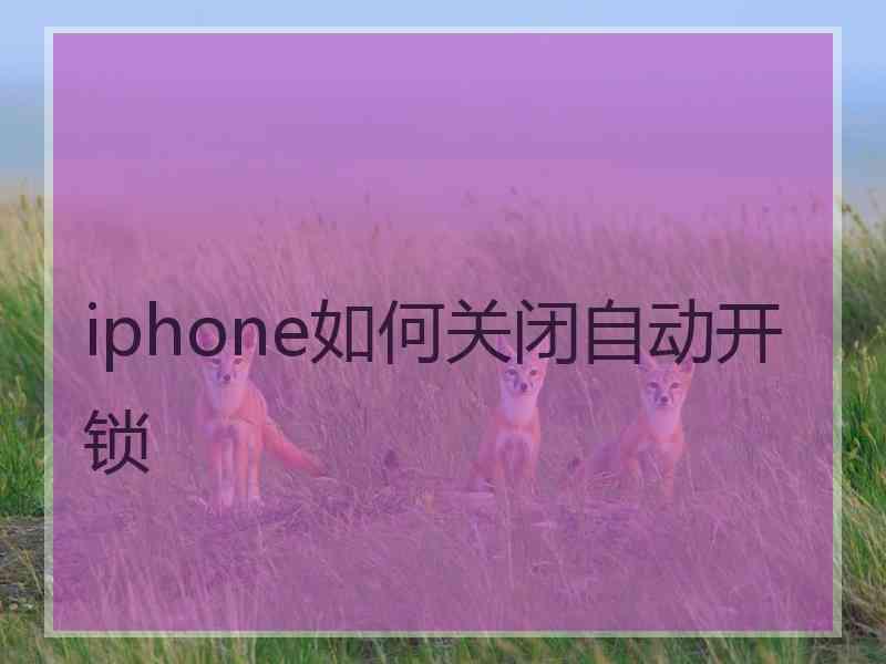 iphone如何关闭自动开锁