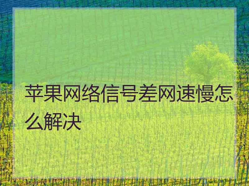 苹果网络信号差网速慢怎么解决