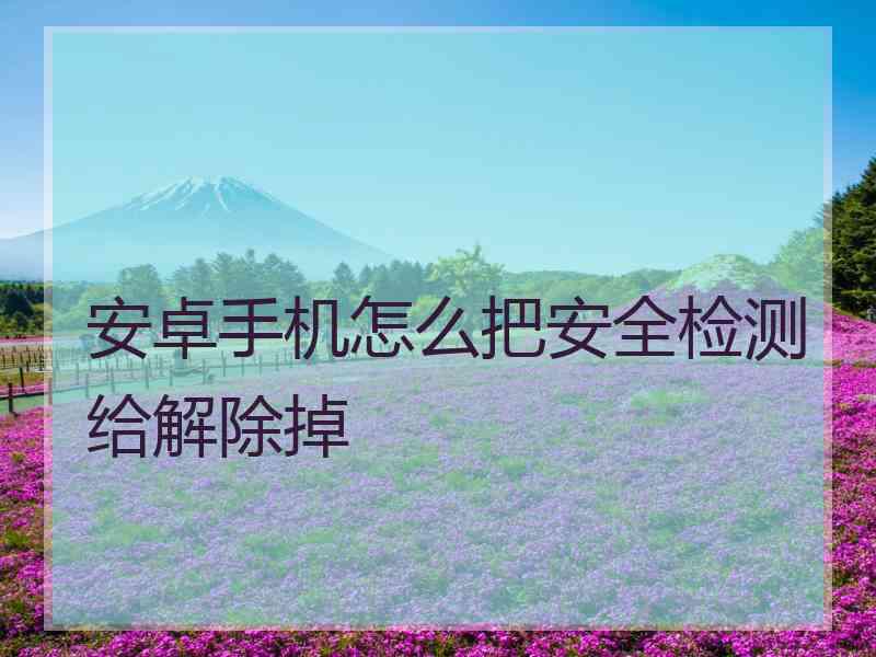 安卓手机怎么把安全检测给解除掉