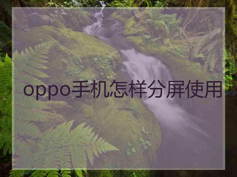 oppo手机怎样分屏使用