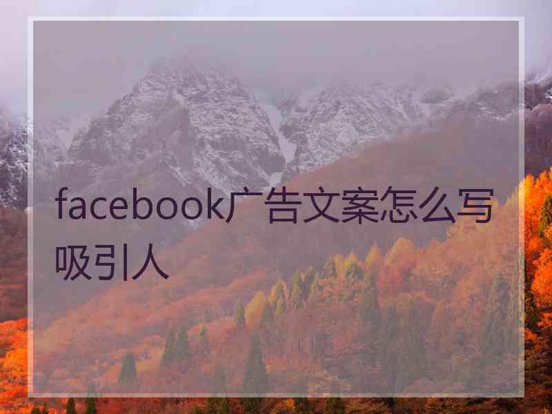 facebook广告文案怎么写吸引人