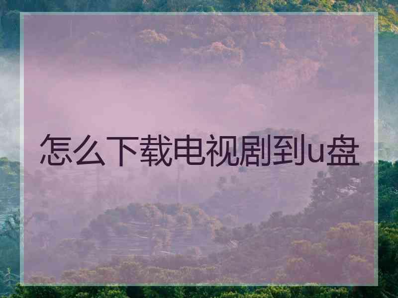 怎么下载电视剧到u盘