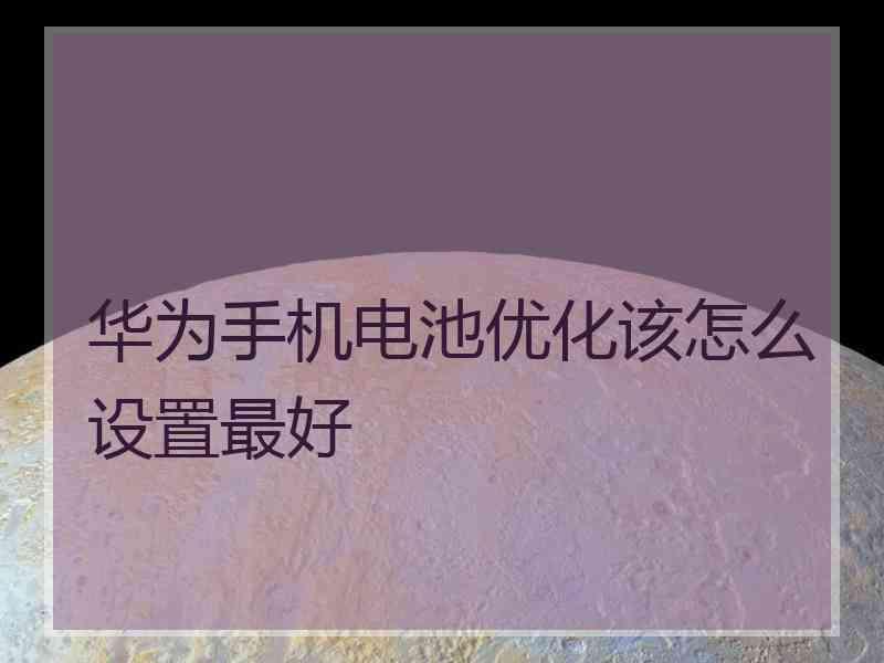 华为手机电池优化该怎么设置最好