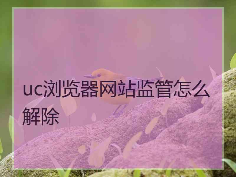 uc浏览器网站监管怎么解除