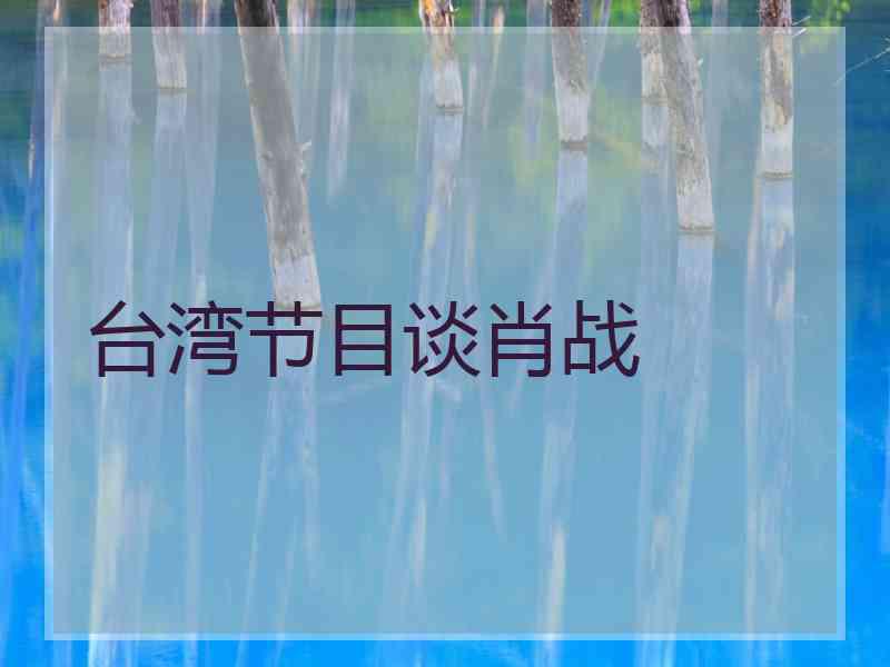 台湾节目谈肖战