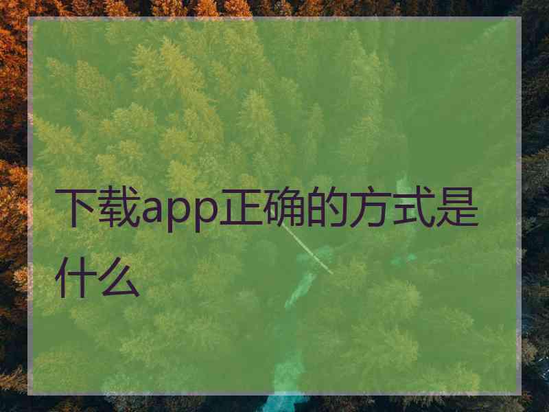 下载app正确的方式是什么