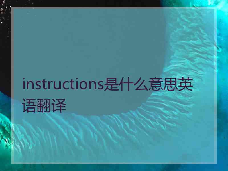 instructions是什么意思英语翻译