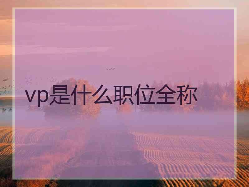 vp是什么职位全称