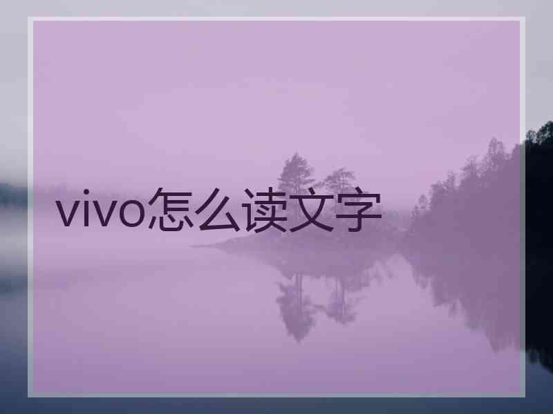 vivo怎么读文字