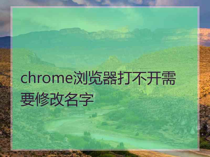 chrome浏览器打不开需要修改名字